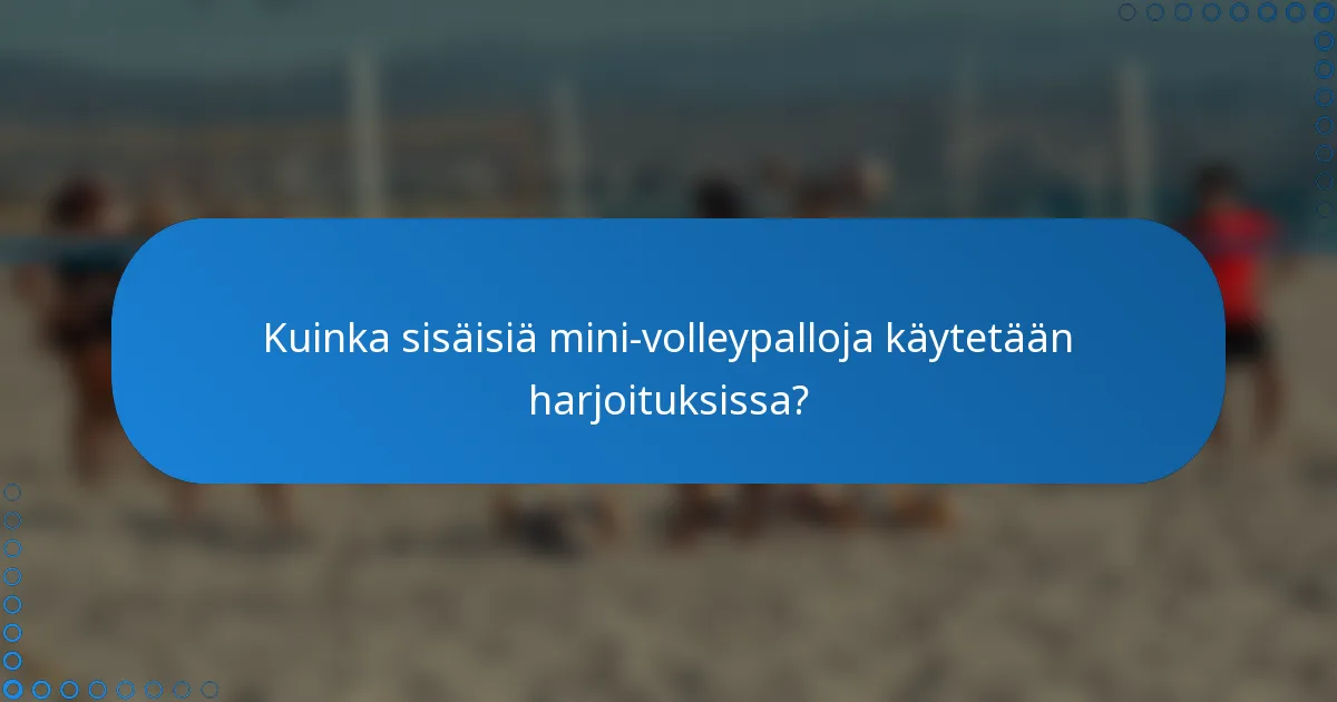 Kuinka sisäisiä mini-volleypalloja käytetään harjoituksissa?