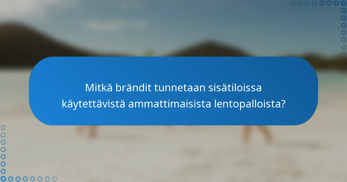 Mitkä brändit tunnetaan sisätiloissa käytettävistä ammattimaisista lentopalloista?