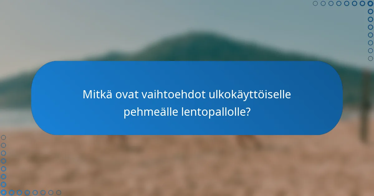 Mitkä ovat vaihtoehdot ulkokäyttöiselle pehmeälle lentopallolle?